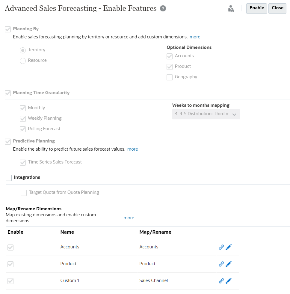 Enabled Features